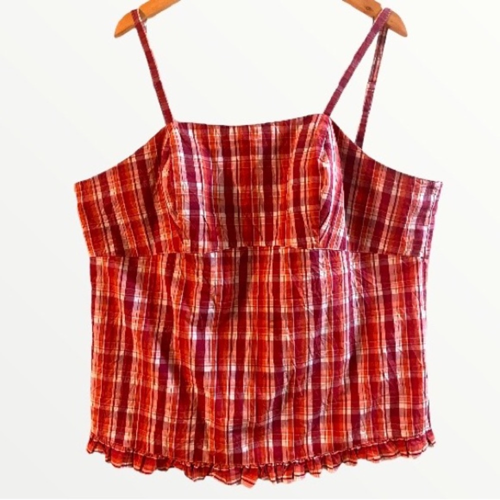 Torrid Gingham Ruffle Hem Top w/ Adjustable Straps